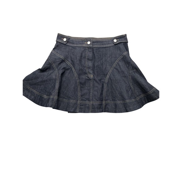 Pilcro Dresses & Skirts - Pilcro Skirt Womens 14 Blue Denim Skater Mini Button Zip Stretch High Waist